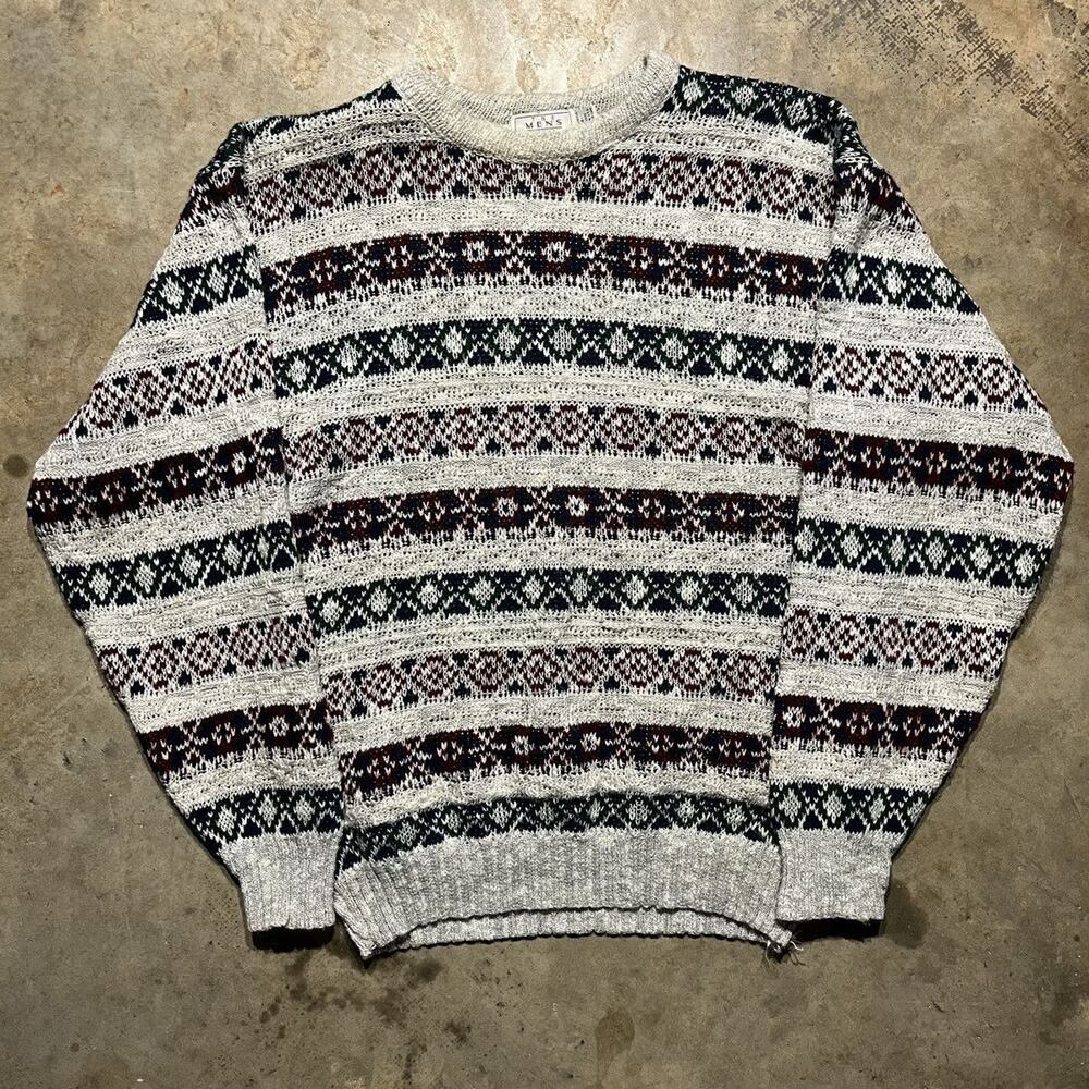 Vintage 90s Sears Beige Pattern Sweater